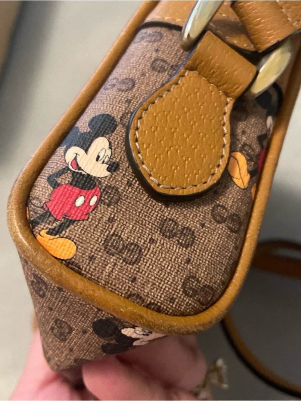 Gucci X Disney Mickey Mouse Crossbody Bag Authentic GG Coated Canvas Preowned - Picture 8 of 11